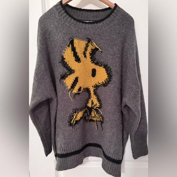 NWT Graphic Zara Knit x Peanuts Woodstock oversized knit sweater-repaired - Picture 2 of 15